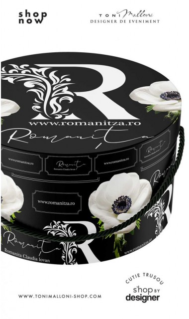 Cutie rotunda neagra glossy personalizata cu sigla brandului personal 3